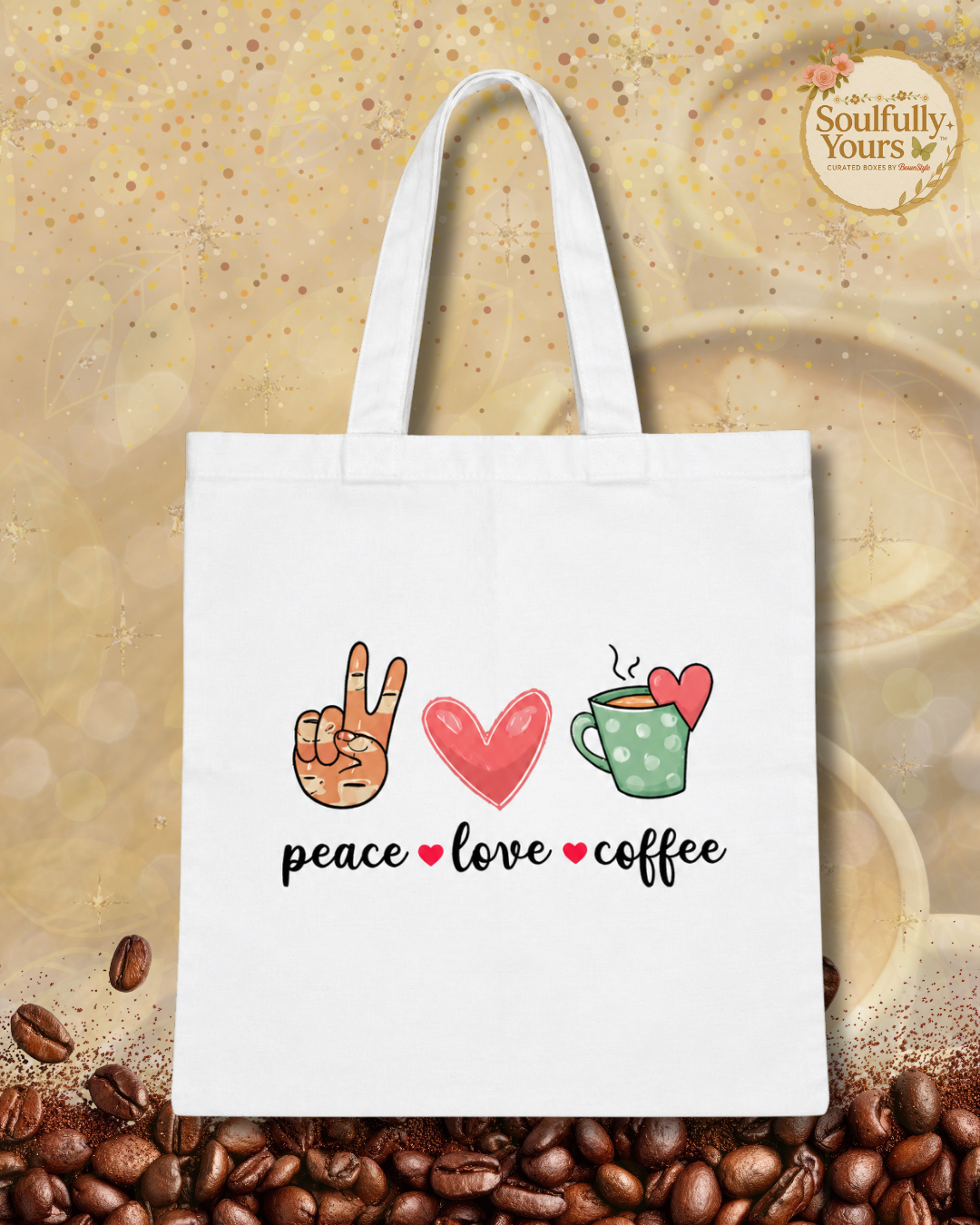 A New Drop! Peace, Love, And Coffee Tote✌️💖☕