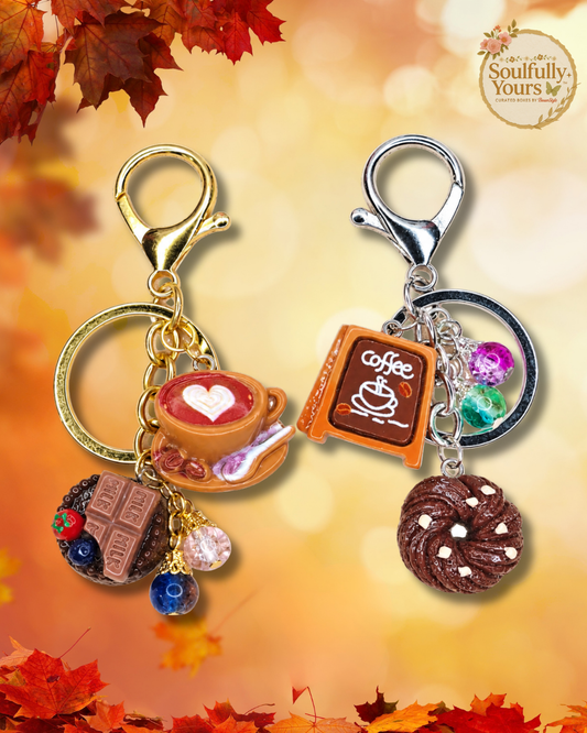 A New Drop! Golden Spice Café Coffee & Sweet Treat Charm Keychain 🍂🔑