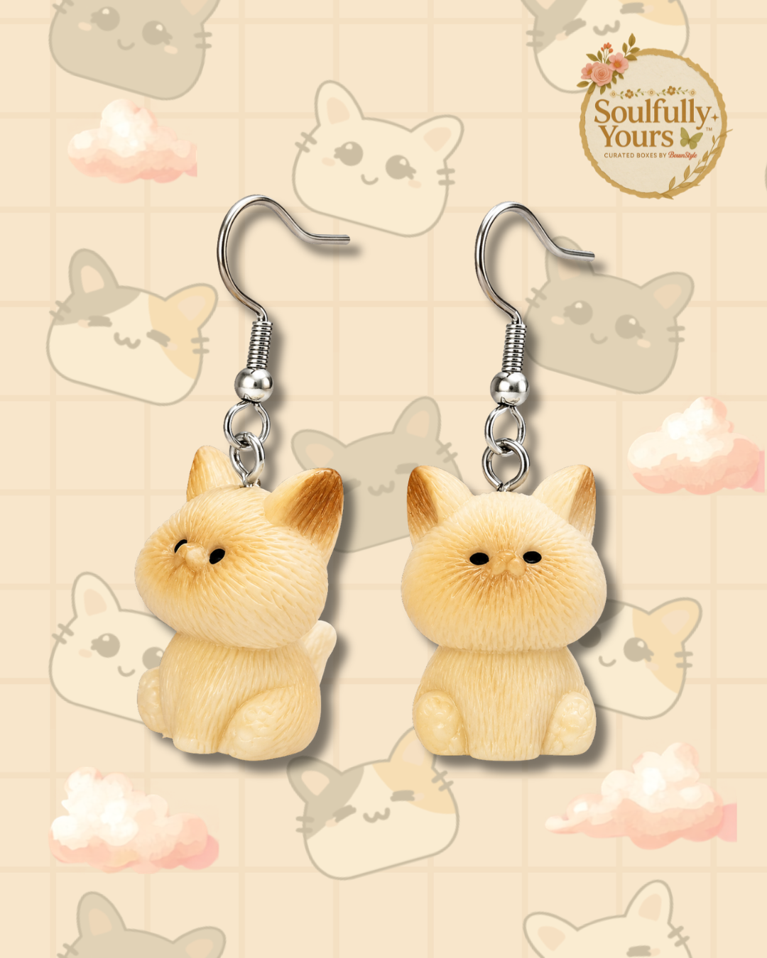 Cuddles The Cat Earrings