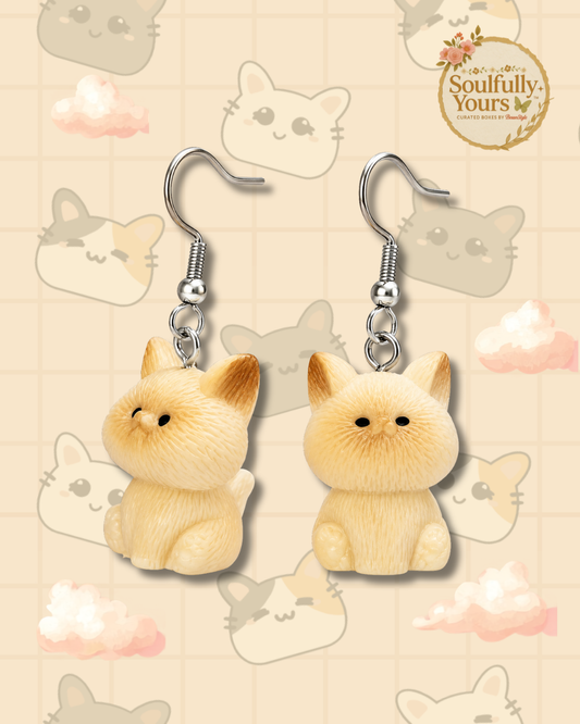 Cuddles The Cat Earrings